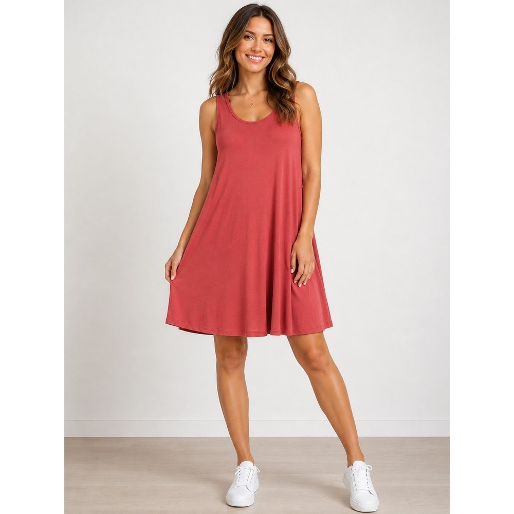 A New Day Women's Red Sleeveless Swing Dress XL Rayon Spandex
